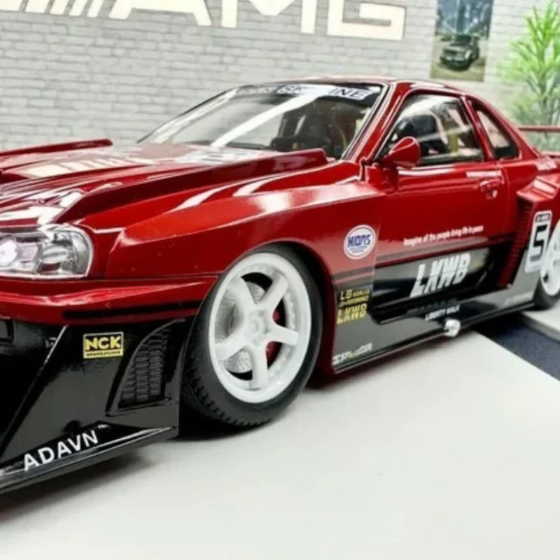 ماکت ماشین ناب سل مدل نیسان جی تی آر اسکای لاین فلزی رالی مسابقه ای اسپرت موزیکال چراغدار NISSAN SKYLINE GTR1:24 NAAB001