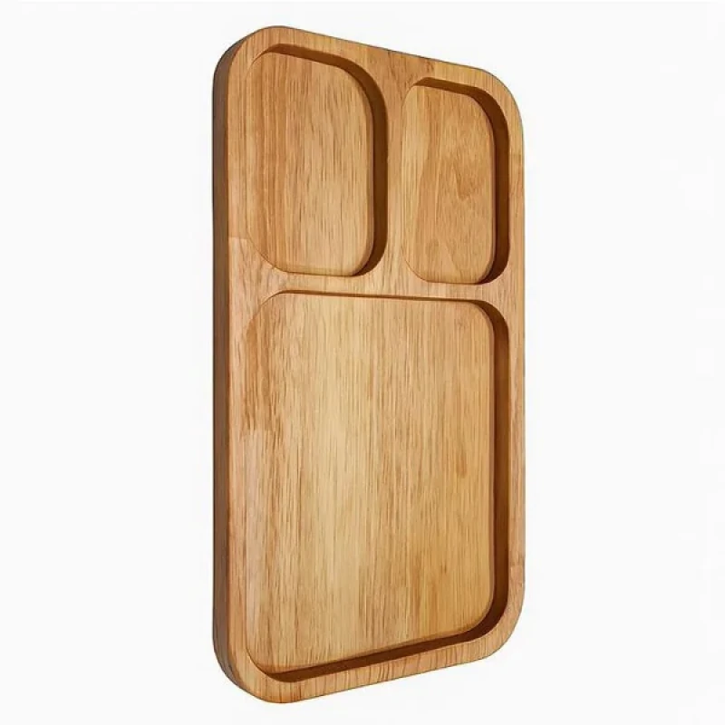 سینی چوبی ضدآب مربعی با جای لیوان، مناسب پذیرایی و کافه، ابعاد 35×22×18 میلی‌متر و وزن 300 گرم، شستشو با دست