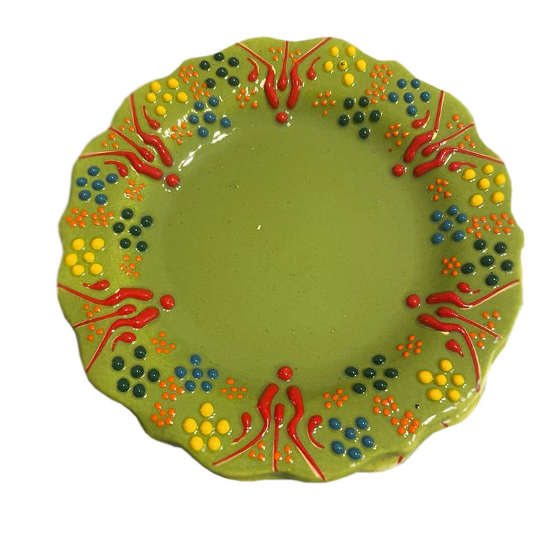 بشقاب میناکاری مدل نقش برجسته طرح لب کنگره ای کد 133 بسته 6 عددی