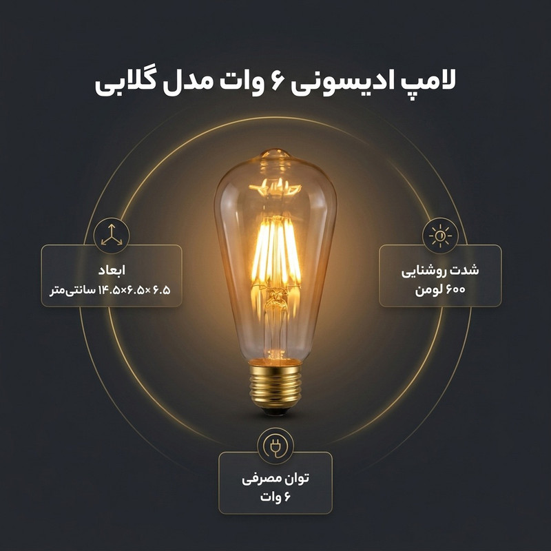 لامپ ادیسونی 6 وات مدل گلابی پایه E27