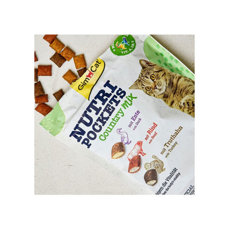 تشویقی گربه جیم کت مدل Nutri Pockets با طعم اردک وزن 60 گرم