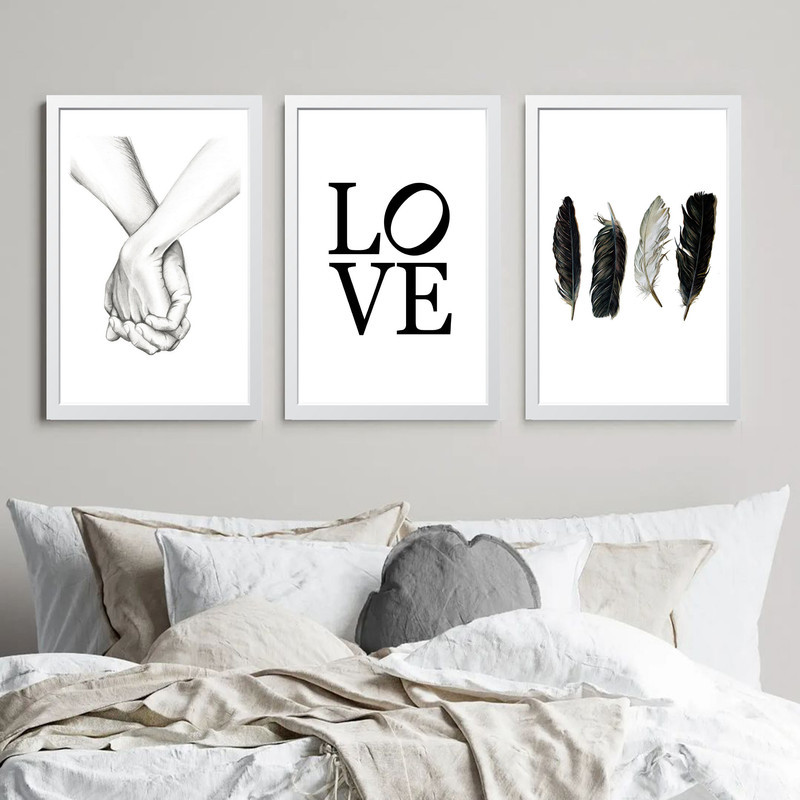تابلو مدل مینیمال LOVE کد m2532-w مجموعه 3 عددی