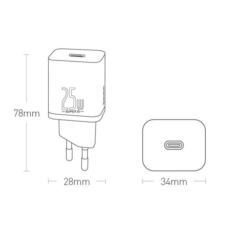 شارژر دیواری 25 وات بیسوس مدل CCCJG25CE
