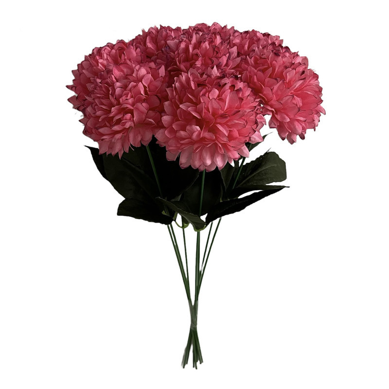 دسته گل مصنوعی گل داوودی شامل 8 شاخه، ارتفاع هر شاخه 44 cm، قطر گل 12 cm، جنس پارچه‌ای و قابل شستشو