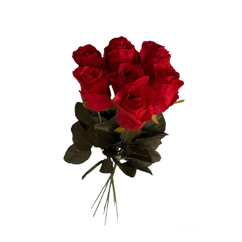 گل مصنوعی رز هلندی پارچه ای قابل شستشو، بسته 7 عددی، با طول شاخه 45 سانتی‌متر و عرض سرگل 5 سانتی‌متر