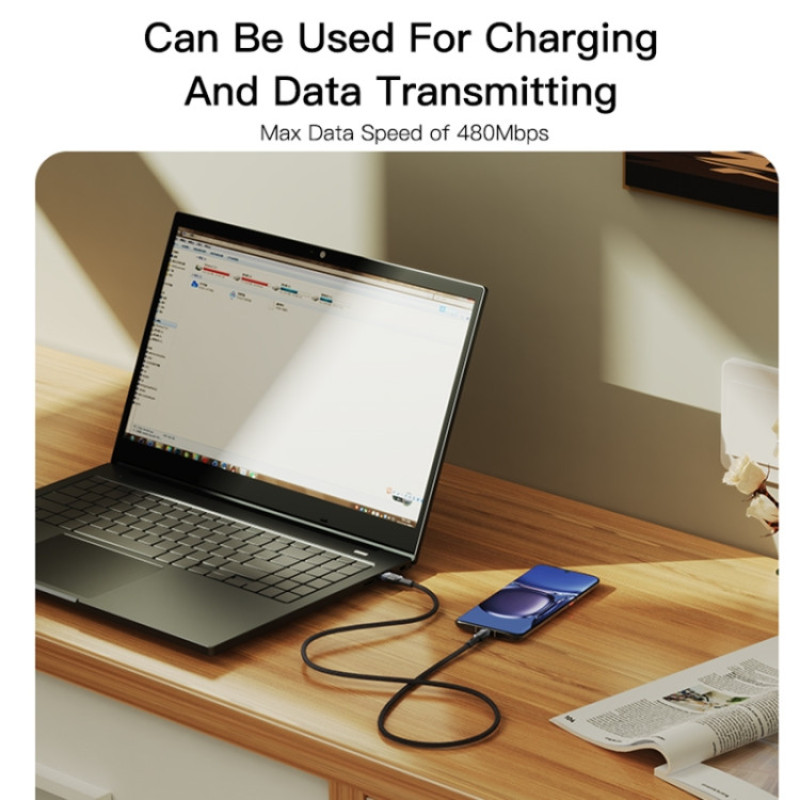 کابل تبدیل USB به USB-C یسیدو مدل CA106 6mm طول 1.2 متر