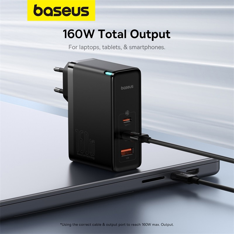 شارژر دیواری 160 وات بیسوس مدل CCGAN160CE به همراه کابل تبدیل USB-C