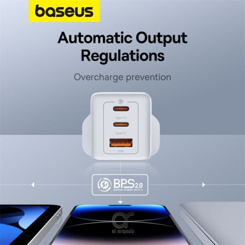 شارژر دیواری 65 وات بیسوس مدل CCGAN65UK به همراه کابل USB-C