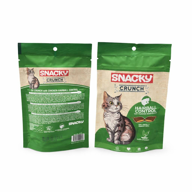 تشویقی گربه اسنکی مدل Hairball Control Crunch طعم مرغ وزن 60 گرم