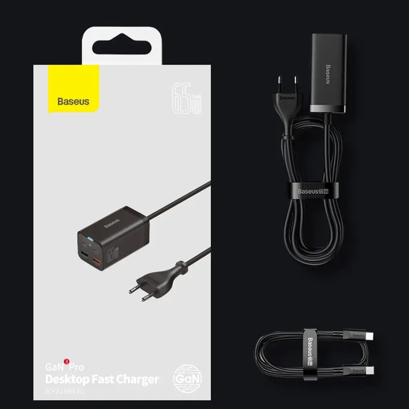 شارژر رومیزی باسئوس مدل Desktop Fast 65W به همراه کابل USB-C