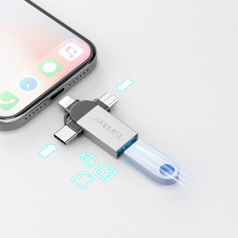 مبدل USB OTG به microUSB  لایتنینگ  USB-C ارلدام مدل ET-OT93