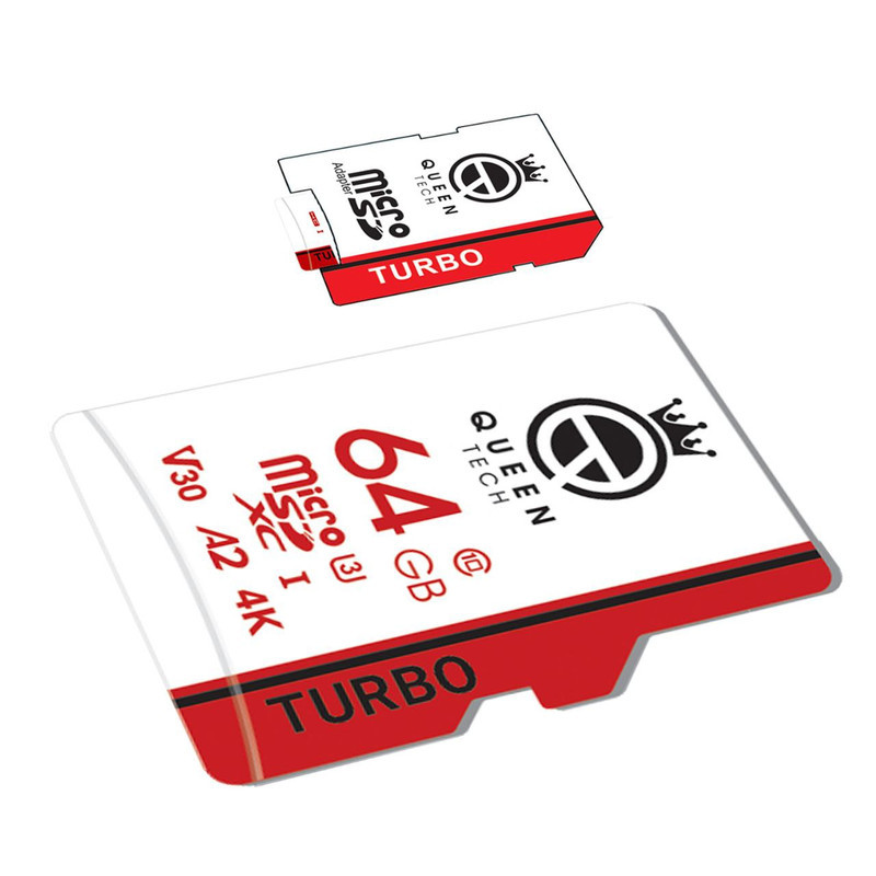 کارت حافظه MicroSDXC کوئین تک مدل TURBO-V30-A2-4K-667X کلاس 10 استاندارد U3 سرعت 100MBS ظرفیت 64 گیگابایت به همراه آداپتور SD