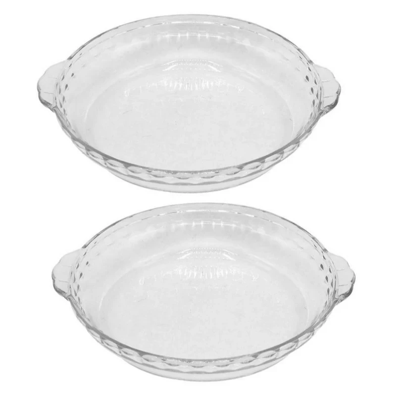ظرف سرو پیتزا کریستال شیشه و بلور اصفهان مدل نازنین 746 بسته 2 عددی قابل شست‌وشو در ماشین ظرفشویی