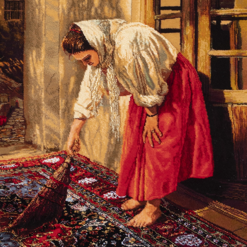 تابلو فرش دستباف سی پرشیا مدل دختر جارو زن کد 903891