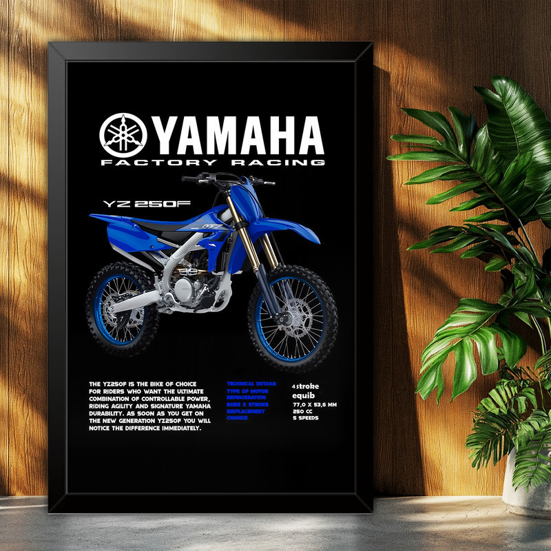 تابلو بکلیت طرح موتور سنگین یاماها YAMAHA YZ250F مدل b-po1606 فریم مشکی
