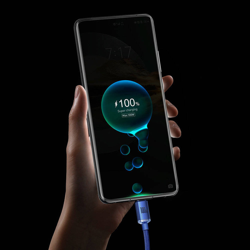 کابل تبدیل USB به USB-C باسئوس مدل Crystal Shine طول 2 متر