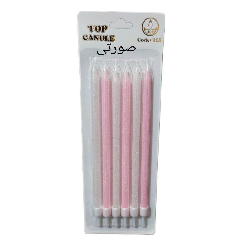 شمع تولد مدل تاپ کندل طرح شکری پاستیلی کد 925 بسته 6 عددی