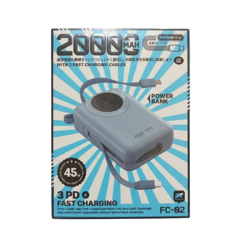 پاوربانک 45 وات ریمکس مدل FC-02 ظرفیت 20000 میلی‌آمپرساعت