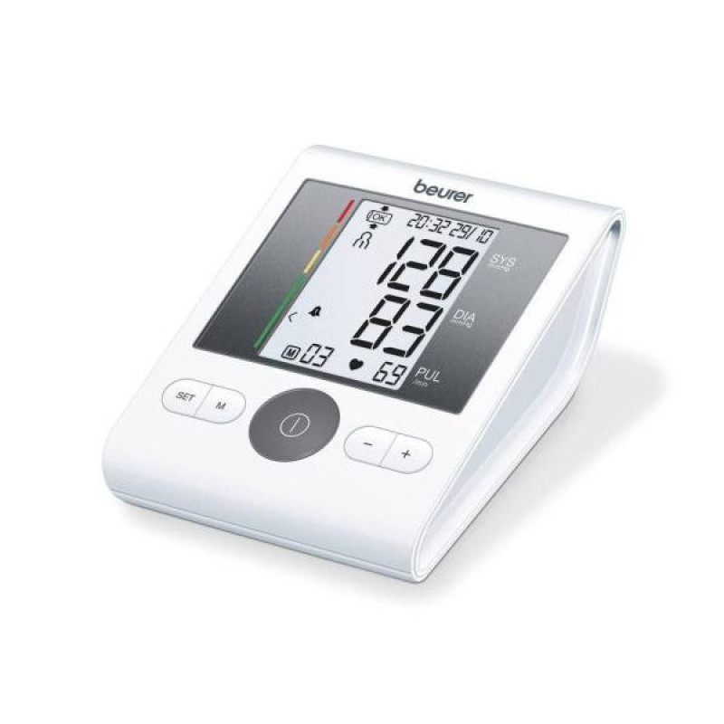 فشارسنج بازویی دیجیتال بیورر مدل BM28 با حافظه 120 رکورد برای 4 کاربر، نمایشگر LCD بزرگ، تشخیص آریتمی، هشدار خطای محاسباتی، سنجش ضربان قلب، قابلیت خاموشی خودکار و منبع تغذیه باتری قلمی و آداپتور