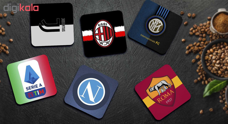 زیر لیوانی لوکسینو مدل لیگ ایتالیا Serie A بسته 6 عددی