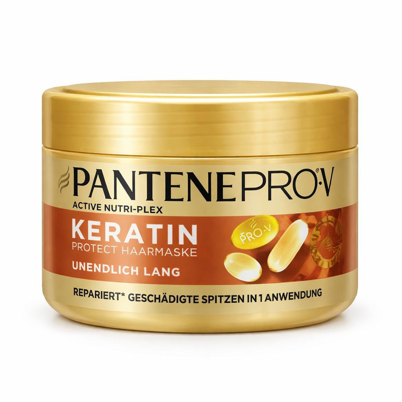 ماسک مو تقویت کننده پنتن مدل Keratin Protect Haarmaske مناسب برای انواع مو حجم 300 میلی لیتر
