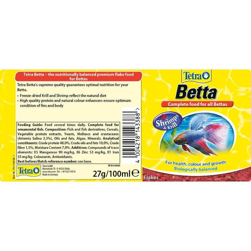 غذا ماهی تترا مدل Betta کد T06 وزن 27 گرم