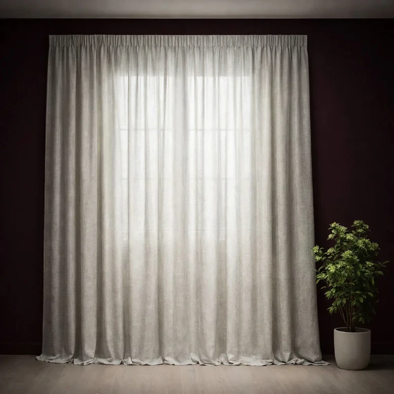 پرده تیکو دکو مدل دوخت ساده حریر کتان ژاکارت طرح محو  مدل بدون نیاز به آستر سایز 280 × 300 سانتی‌متر