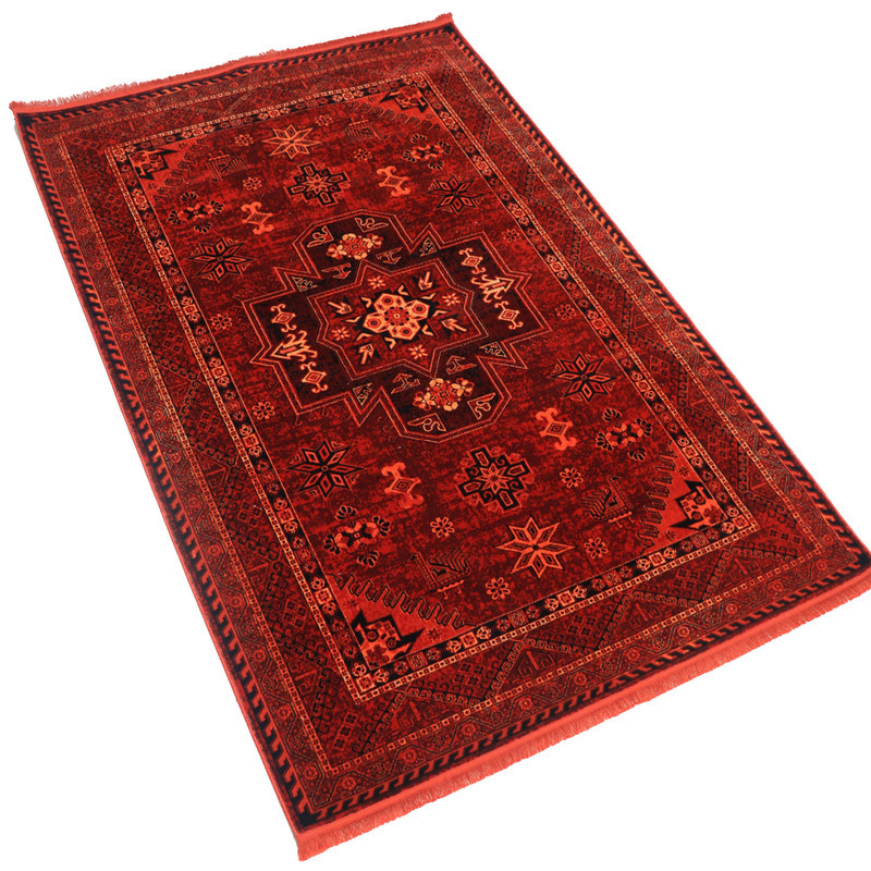 فرش ماشینی فرش ابریشمی کرامتیان
 طرح بلوچی کد 4119B زمینه قرمز