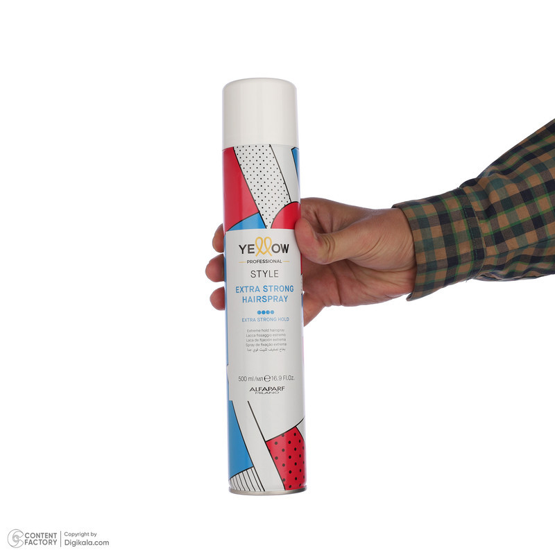 اسپری حالت‌دهنده مو با قدرت حفظ حالت مو چهار یلو مدل EXTRA STRONG-04 مناسب برای موهای انواع مو حجم 500 میلی‌لیتر