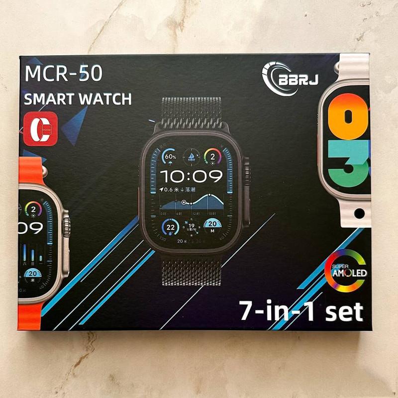 ساعت هوشمند 49 میلیمتری ام سی آر مدل 7in1 set با 7 بند سیلیکونی