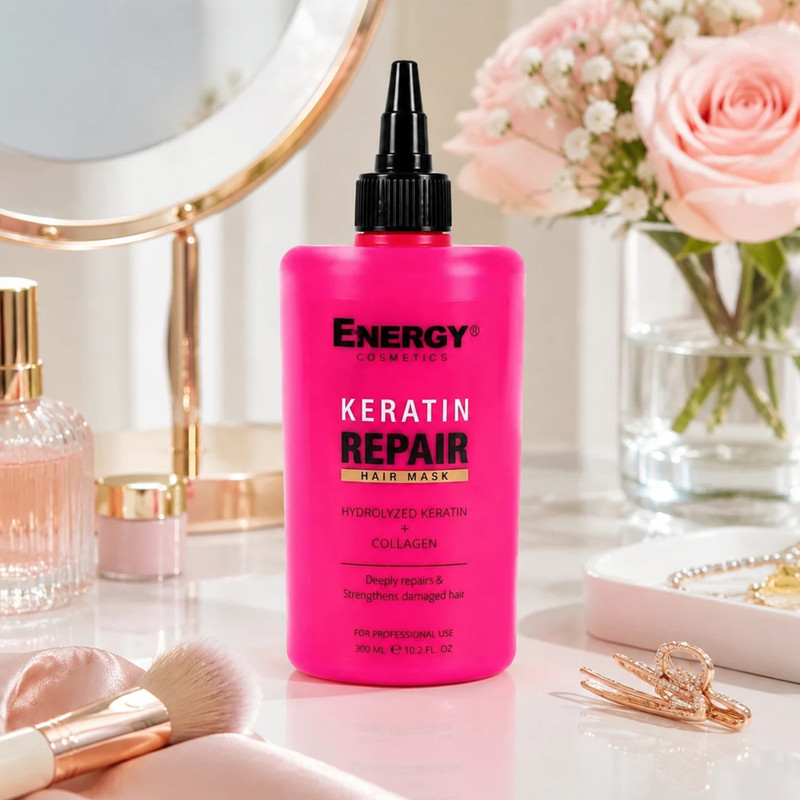 ماسک مو ترمیم‌کننده انرژی کازمتیکس مدل Keratin Repair مناسب موهای آسیب‌دیده حجم 300 میلی‌لیتر بسته 2 عددی