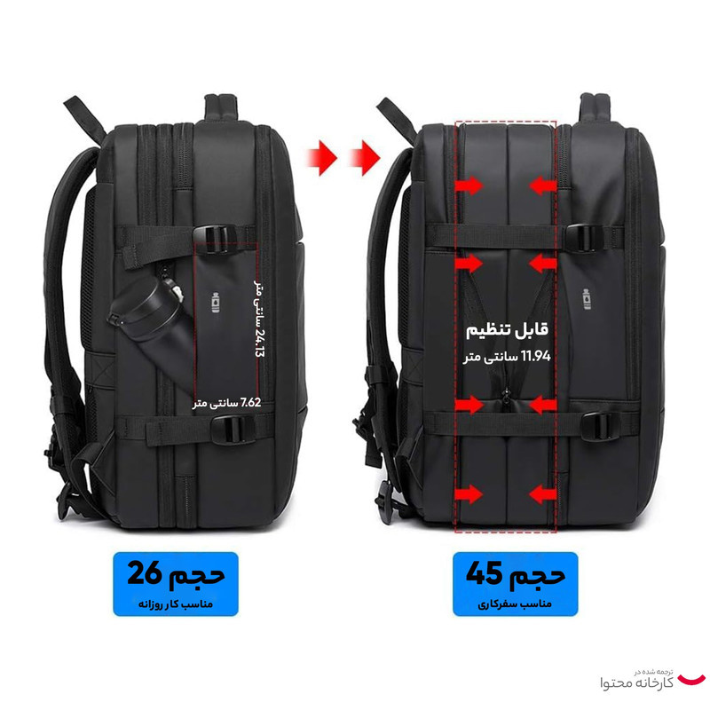 کوله پشتی لپ تاپ بنج مدل دوحالته BG 1908D 45L مناسب برای لپ تاپ 16 تا 17 اینچی