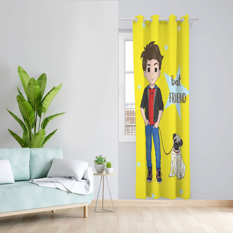 پرده مدل اتاق کودک مخمل پانچی طرح پسرانه کد 4694 سایز 140x280 سانتی متر