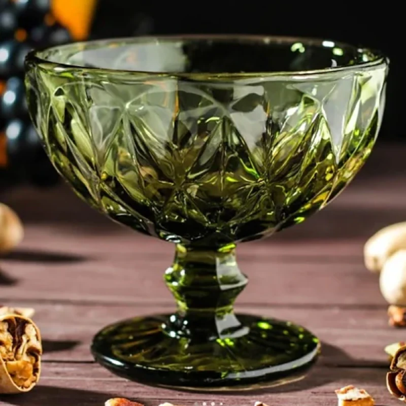بستنی خوری دلی مدل پایه کوتاه طرح لوزی کد 400ml بسته 6 عددی