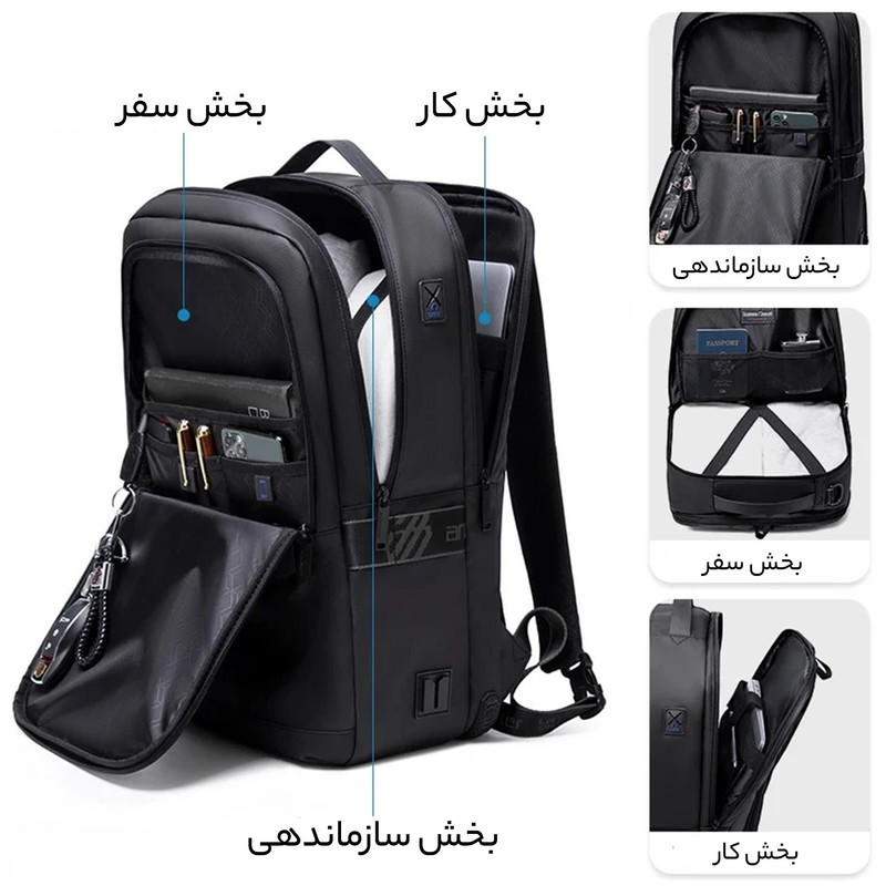 کوله پشتی لپ تاپ آرتیک هانتر مدل B00483 مناسب برای لپ تاپ 16 تا 17 اینچی