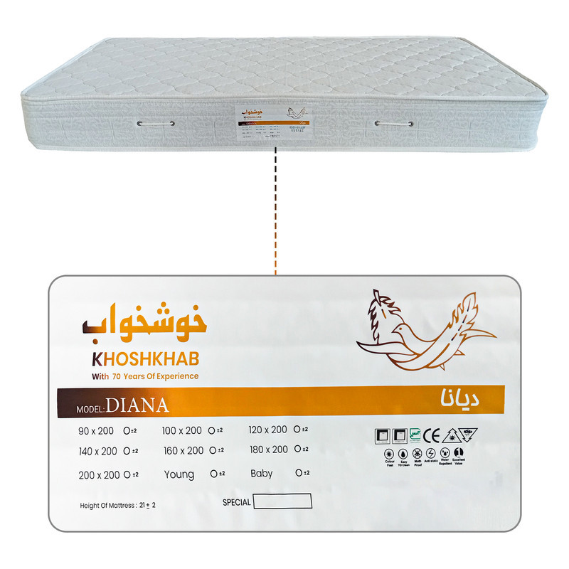 تشک طبی فنری خوشخواب مدل دیانا یکنفره سایز 100×200 سانتی متر