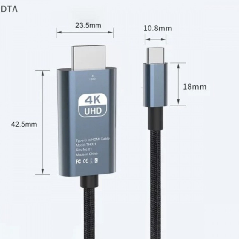 کابل تبدیل HDMI به USB-C هارمن مدل TH001 به طول 2 متر
