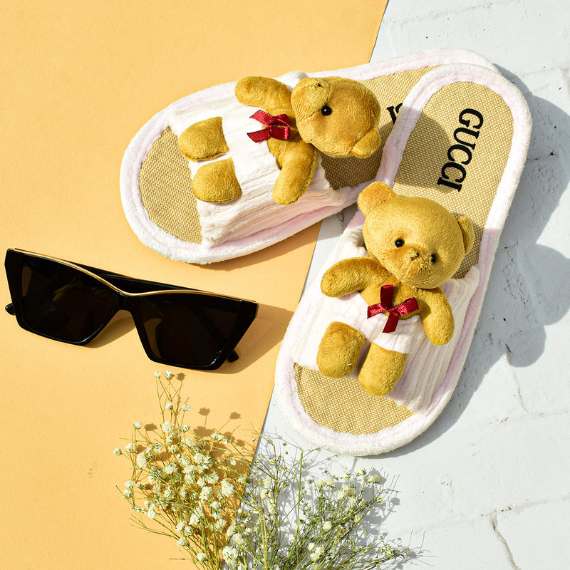 دمپایی حوله ای زنانه مدل TEDDY Bear PK.2986