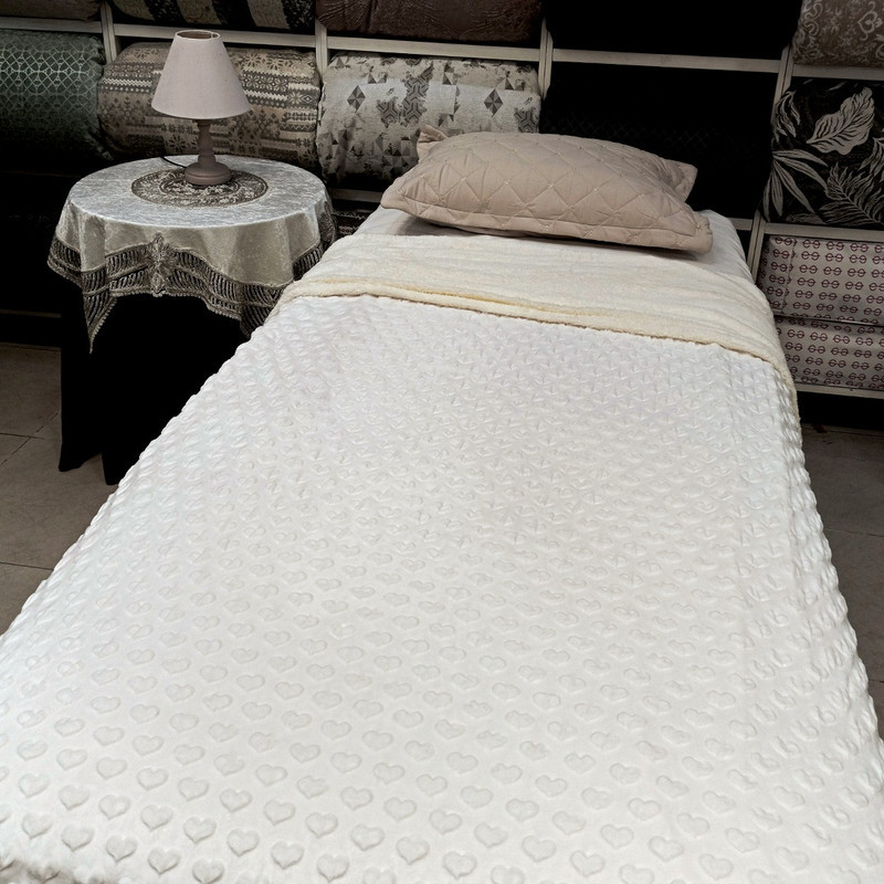 پتو دو لایه 1 نفره مدل  کریستال قلبی پشت تدی  سایز 220x160 سانتی‌متر