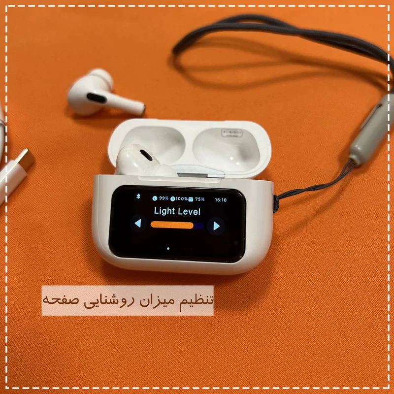 هدفون بلوتوثی مدل PJD Pro2nd V5.4 Light دارای نویز کنسلینگ فعال (ANC)، درگاه شارژ USB Type-C، شارژ بی سیم، پشتیبانی از فرمان لمسی، نمایشگر روی صفحه محفظه شارژ، نشانگر LED