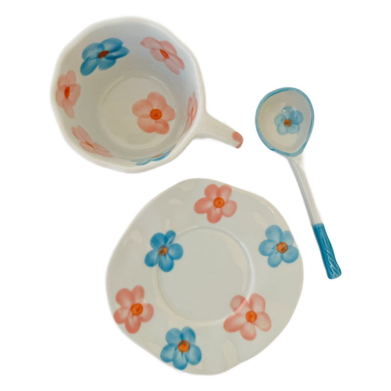 سرویس چای خوری 2 پارچه 1 نفره مدل Flower کد 131