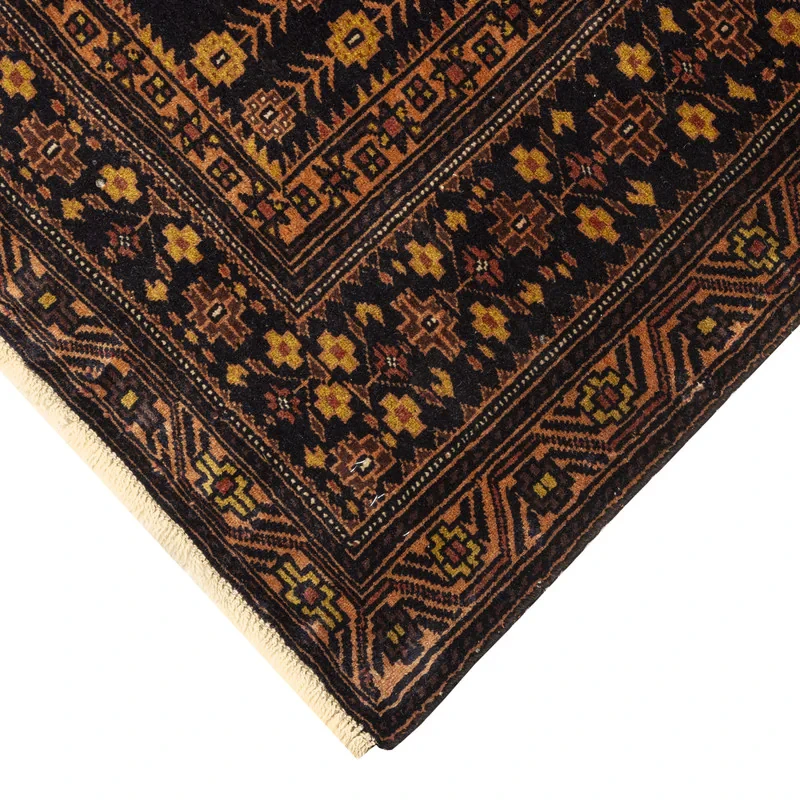 فرش دستبافت یک متری طرح بلوچ کد  45P10495 زمینه سورمه ای