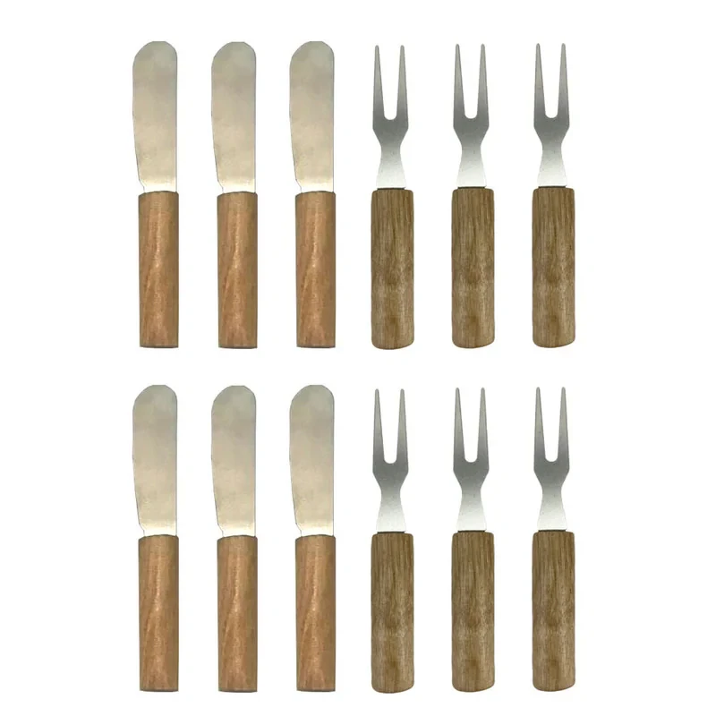 کارد و چنگال صبحانه خوری مدل دسته چوبی مجموعه 12 عددی