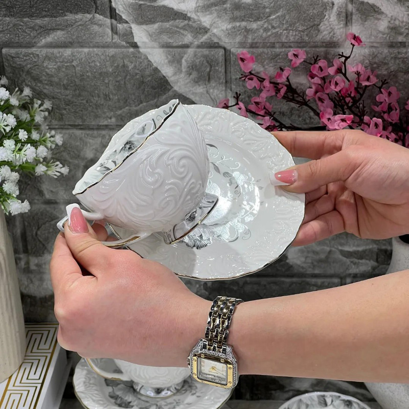 سرویس چای خوری 12 پارچه 6 نفره شاهین مدل dantella e