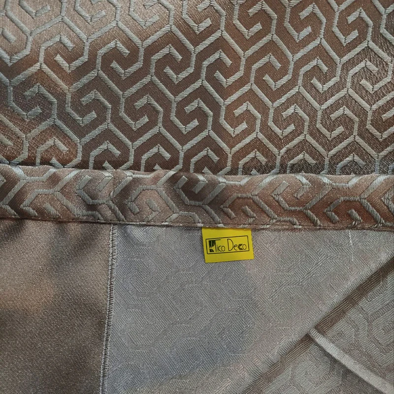 پرده تیکو دکو مدل دوخت ساده ابریشم ساتن حاشیه دار کد greek key سایز 300*280 سانتی‌متر