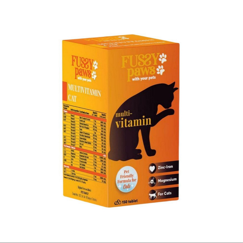 قرص مولتی ویتامین گربه فاسی پاوز Fussy Paws مدل Multivitamin Tablets بسته 150 عددی