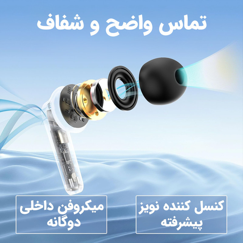 هدفون بلوتوثی مانستر مدل V8 دارای نویز کنلسینگ فعال (ANC) و نویز کنسلینگ بدنه (ENC)، درگاه شارژ USB-C، دارای نمایشگر روی محفظه شارژ