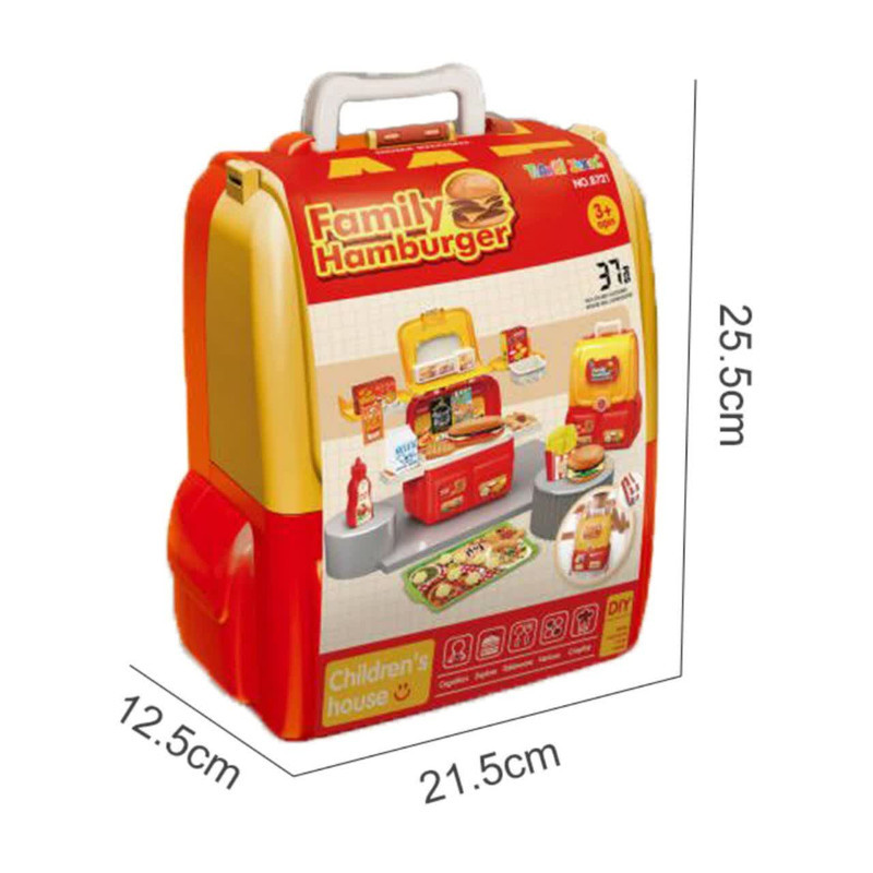 ست اسباب بازی آشپزخانه ناب سل مدل  کوله پشتی فست فود 37 تکه 37PCS FAMILY HAMBURGER CHILDREN HOUSE