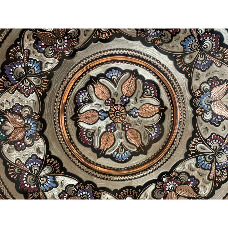 دیس مسی مدل میناکاری لب کنگره ای سیاه قلم کد 0186