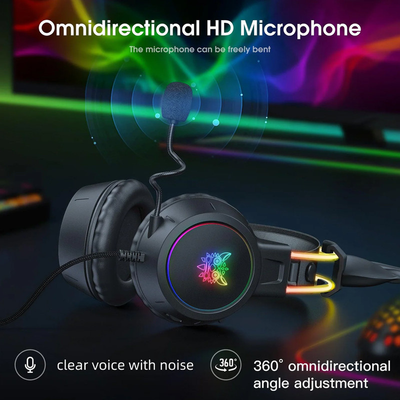 هدست گیمینگ اونیکوما مدل X15 Pro، درگاه شارژ USB، دارای نورپردازی RGB، با قابلیت اتصال به چند دستگاه